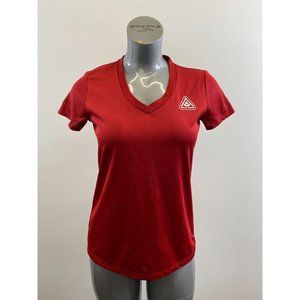 Scouts Canada Women's V Neck T Shirt Size Medium Red Short Sleeve Polyester Tee
